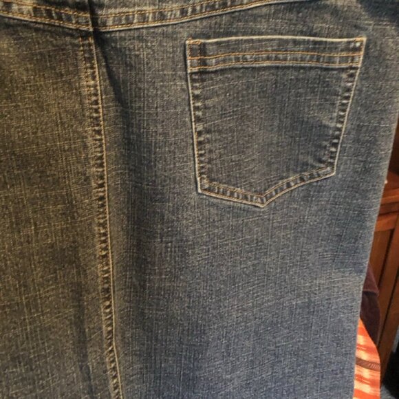 Kate Landry Vintage Bohemian Casual Knee-length Jean Skirt Embroidered Floral - Picture 9 of 11